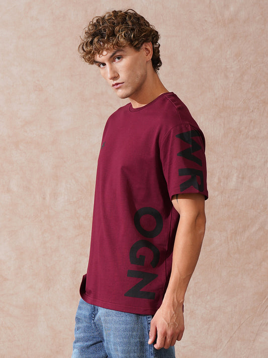 Heavy GSM Printed Oversized T-Shirt | Wine