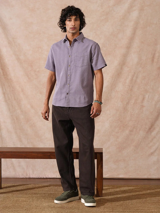 Waffle Textured Comfort Fit Shirt | Purple