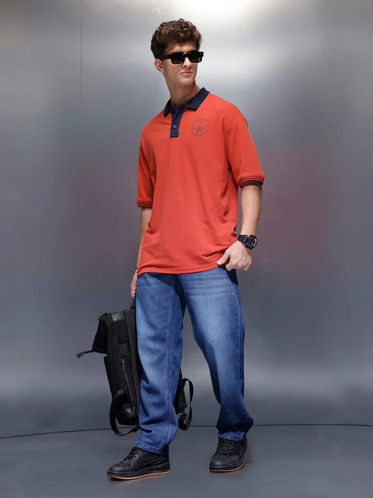 Classic Oversized Polo T-Shirt | Rust