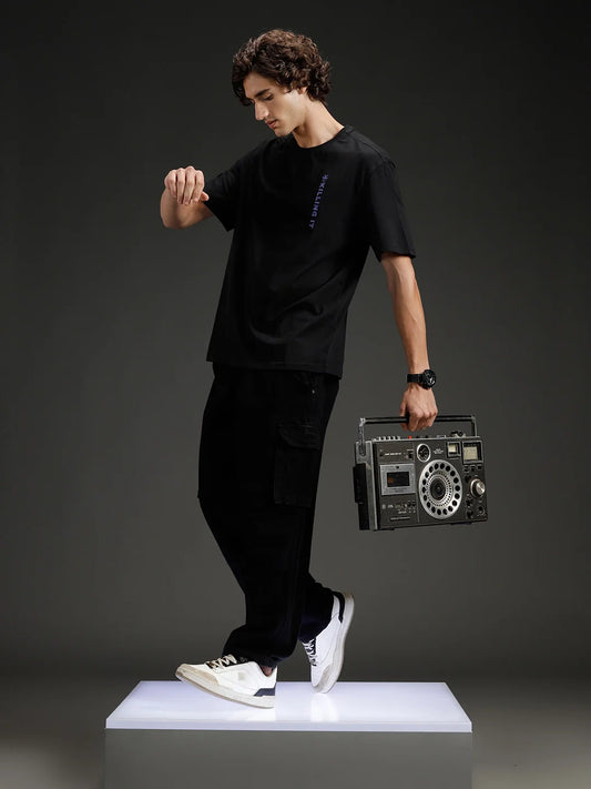 Men's Oversized Graphic Print T-shirt | Black