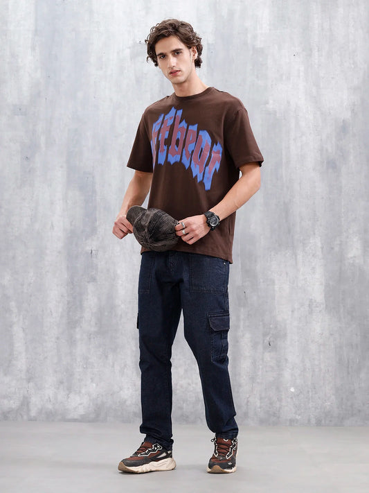 Washed Utility Cargo Jeans For Men | Dark Blue