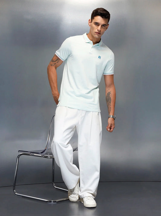 Men's Casual Regualr Fit Polo T-Shirt | Light Blue