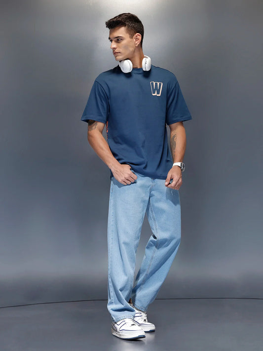 Men's relaxed fit T-shirt with statement WROGN graphic | Blue