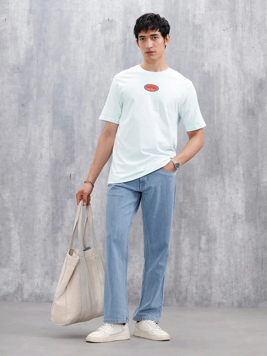 Men's Casual Graphic Printed T-Shirt | Light Blue