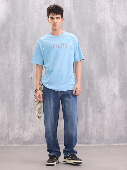 Retro Washed Effect Oversized Fit T-shirt | Blue