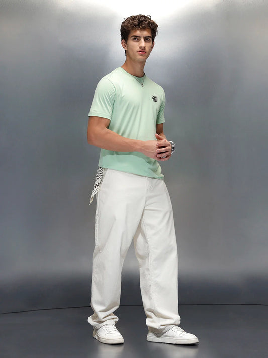 Wrogn Casual Regular Fit Graphic T-shirt | Light Green