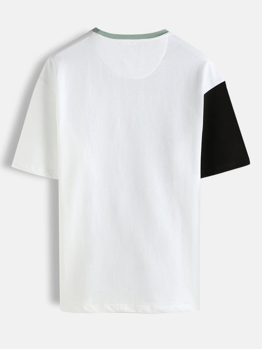 Colour Blocked Oversized Fit T-Shirt | Green