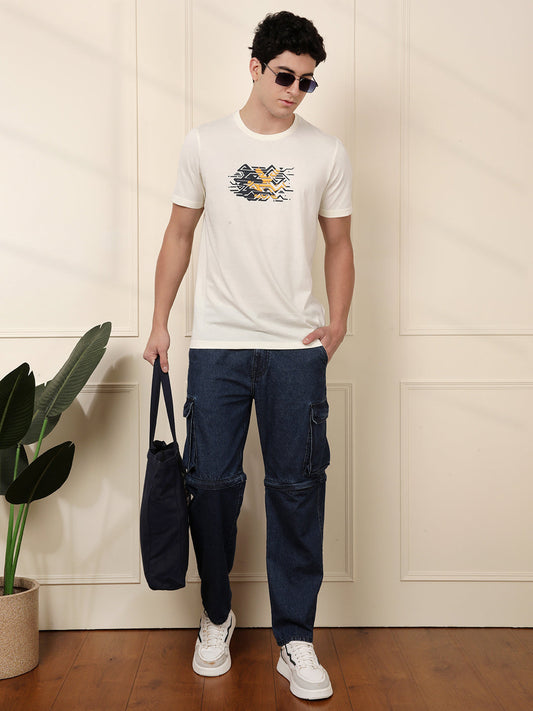 Wrogn Glitch Printed White T-Shirt