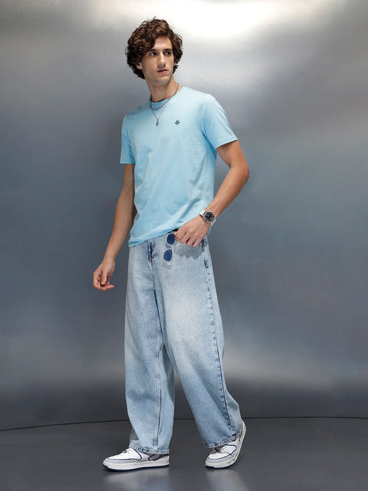 Men’s Regular Fit Graphic T-Shirt by Wrogn | Light Blue