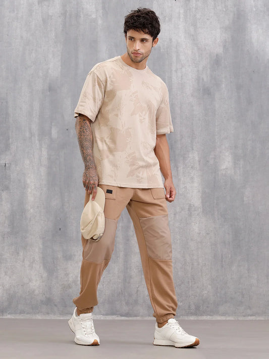 Tonal Aop Printed Oversized Fit T-shirt | Khaki