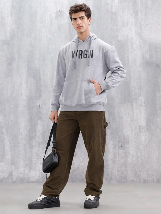 Wrogn Graphic Printed Oversized Fit Sweatshirt | Grey