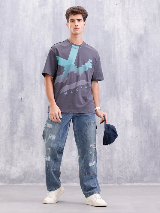 Logo Placement Printed T-Shirt | Dark Grey