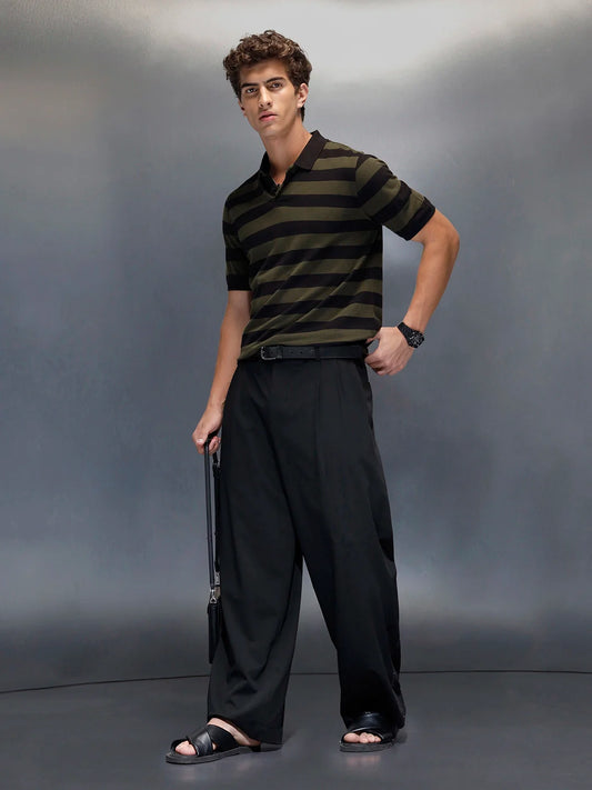 Men's regular fit polo stripes t-shirt | Maroon