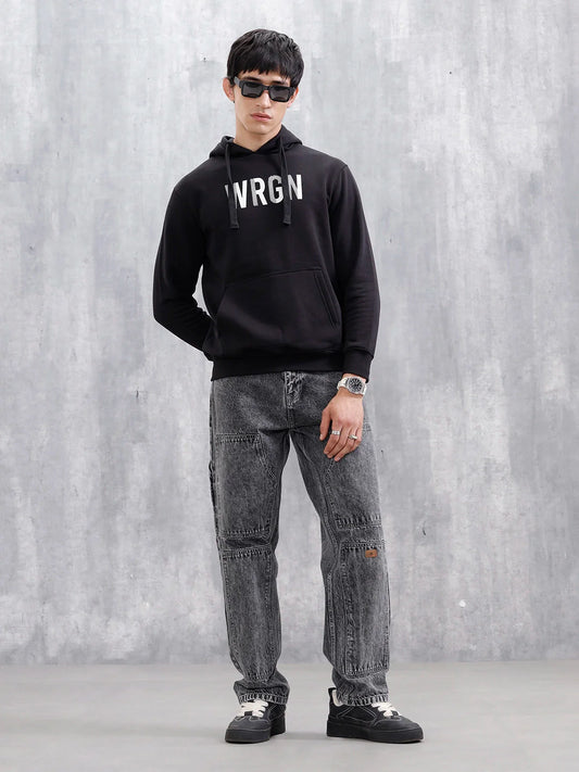 Wrogn Oversized Graphic Hoodie For Men | Black