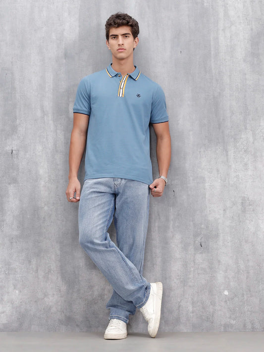 Slim Fit Polo With Contrast Tipping | Blue