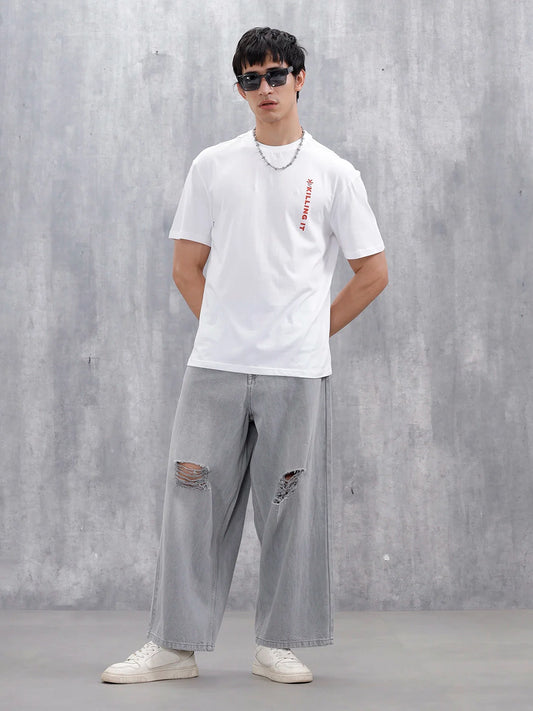 Men’s Casual Oversized Fit Graphic T-Shirt | Brown