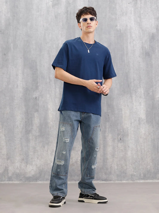 Solid Oversized T-Shirt | Blue