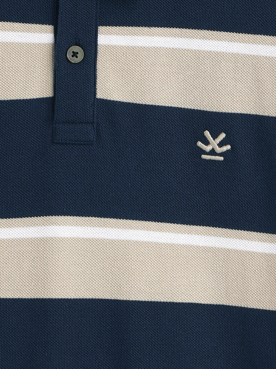 Yarn Dyed Striped Polo T-Shirt | Navy Blue