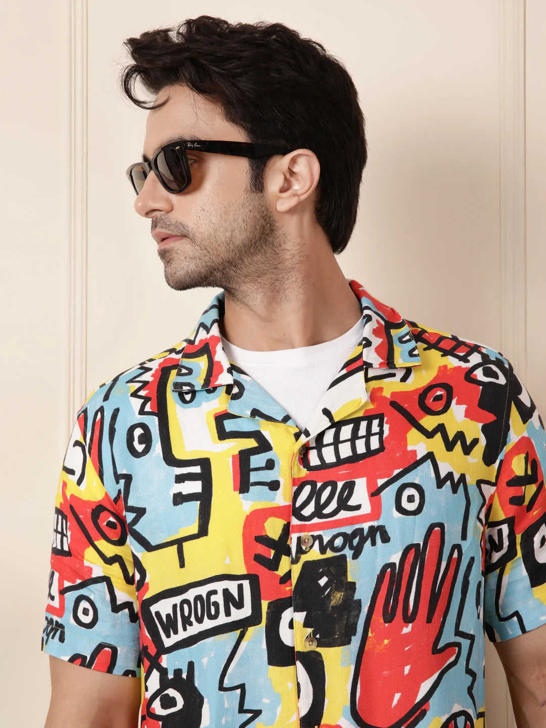 AOP Fluid Viscose Shirt | Yellow