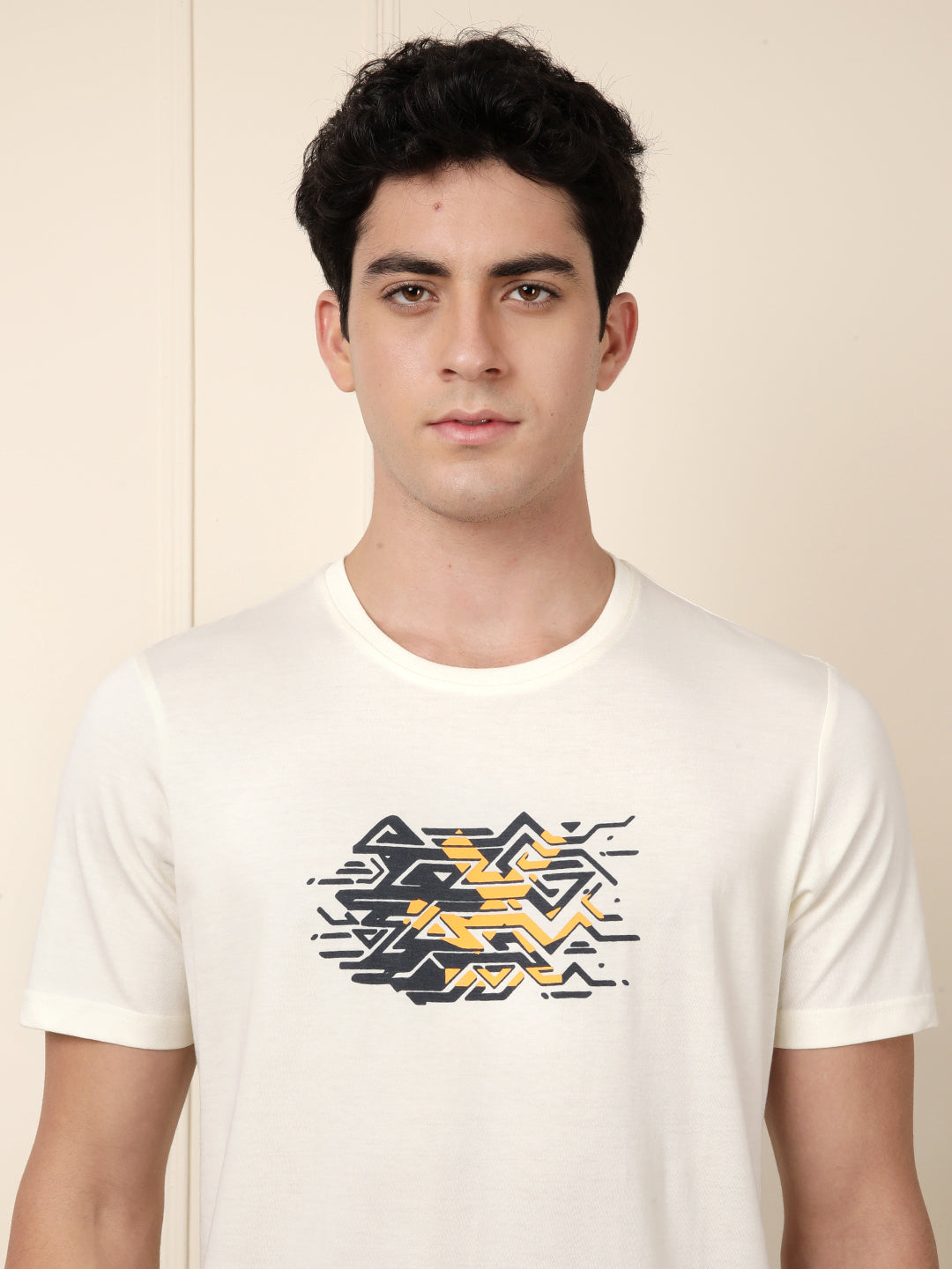 Wrogn Glitch Printed White T-Shirt