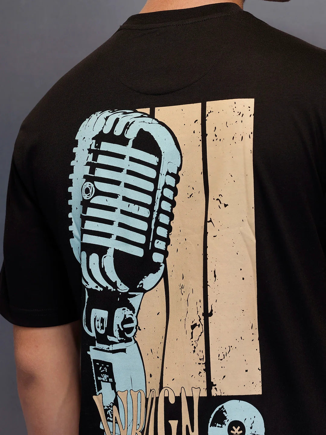 Casual Back Printed Oversized T-Shirt | Black