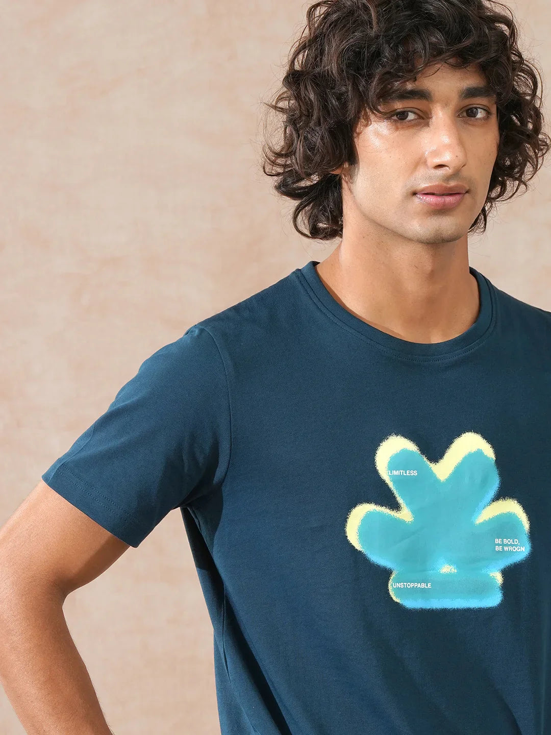 Logo Printed Slim Fit T-Shirt | Teal