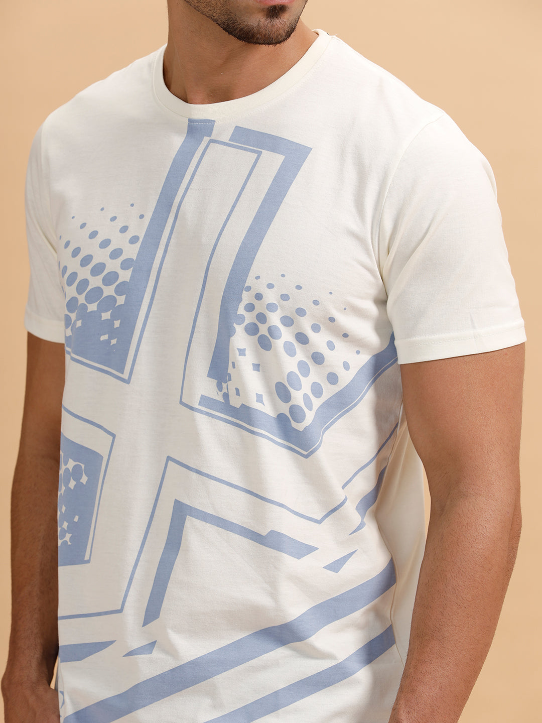Placement Printed Regular Fit T-Shirt | White