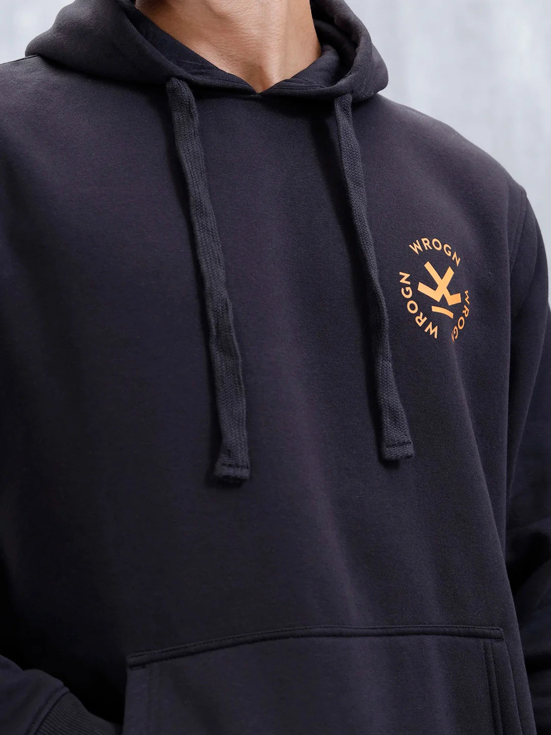 Wrogn Comfort Fit Graphic Hoodie Sweatshirt | Black
