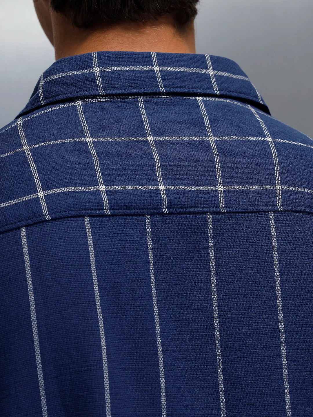 Wrogn Men's Casual Checked Shirt | Navy Blue