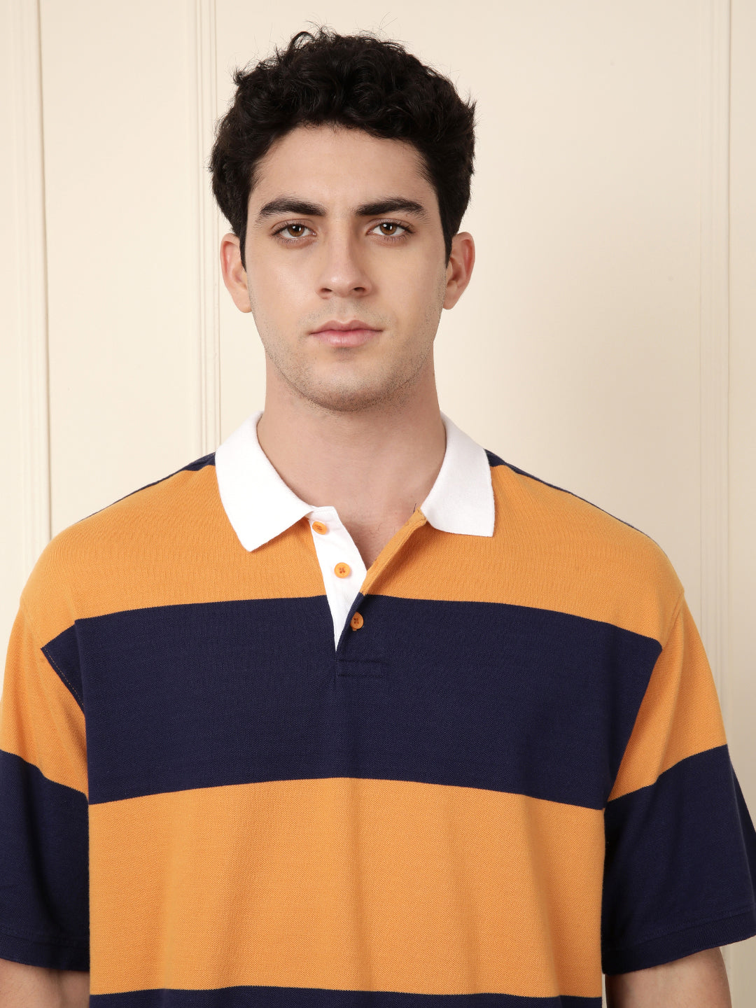 Bold Stripes Oversized Polo T-Shirt