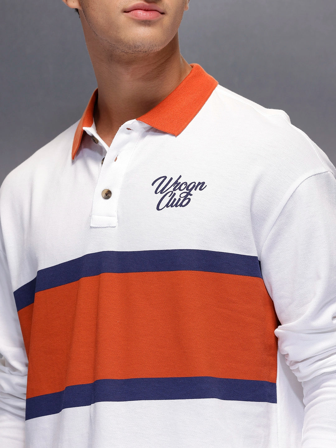 Classic Oversized Full Sleeves Polo T-Shirt | White