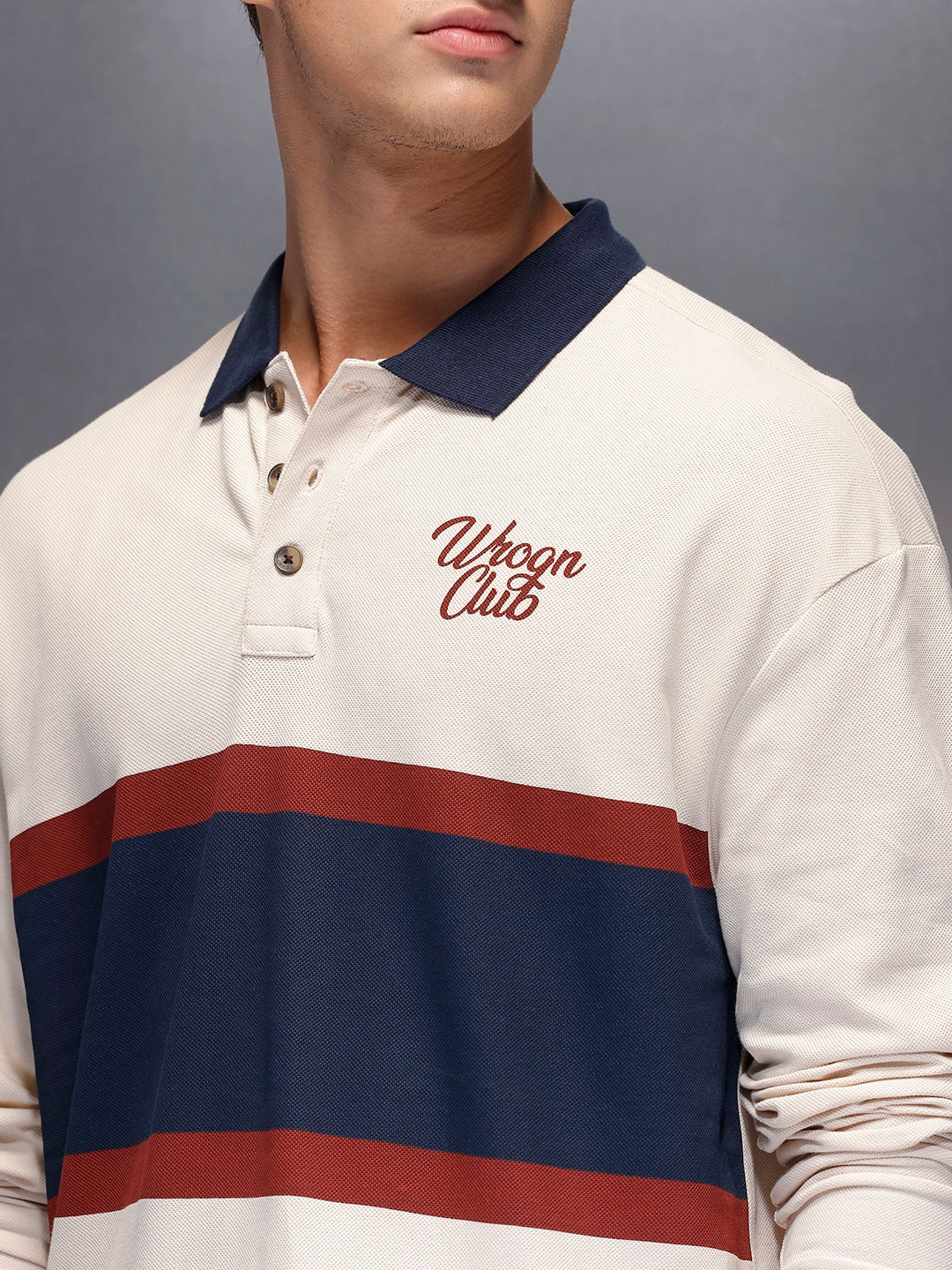 Classic Oversized Full Sleeves Polo T-Shirt | Beige