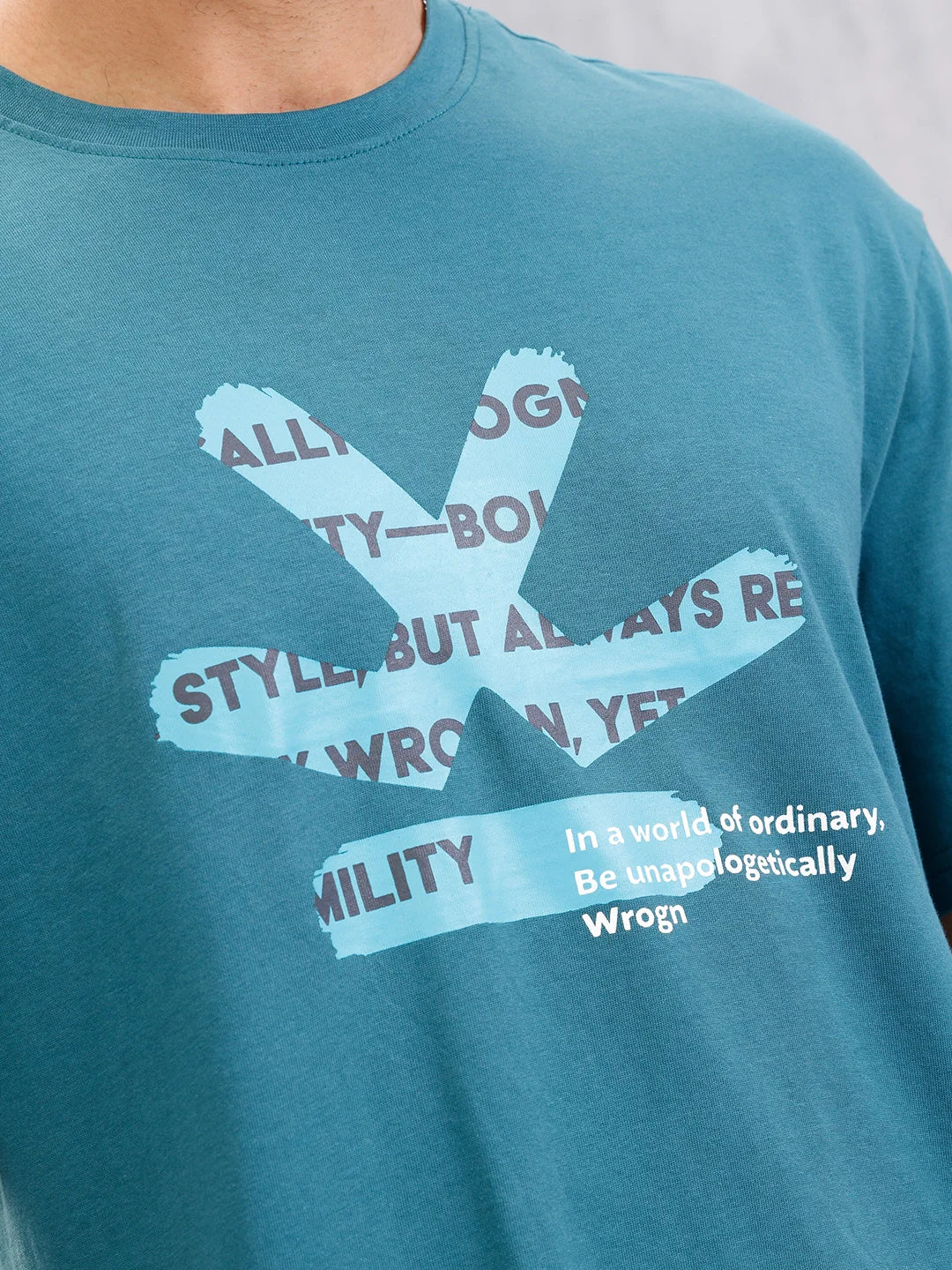 Logo Printed Oversized Fit T-Shirt | Teal