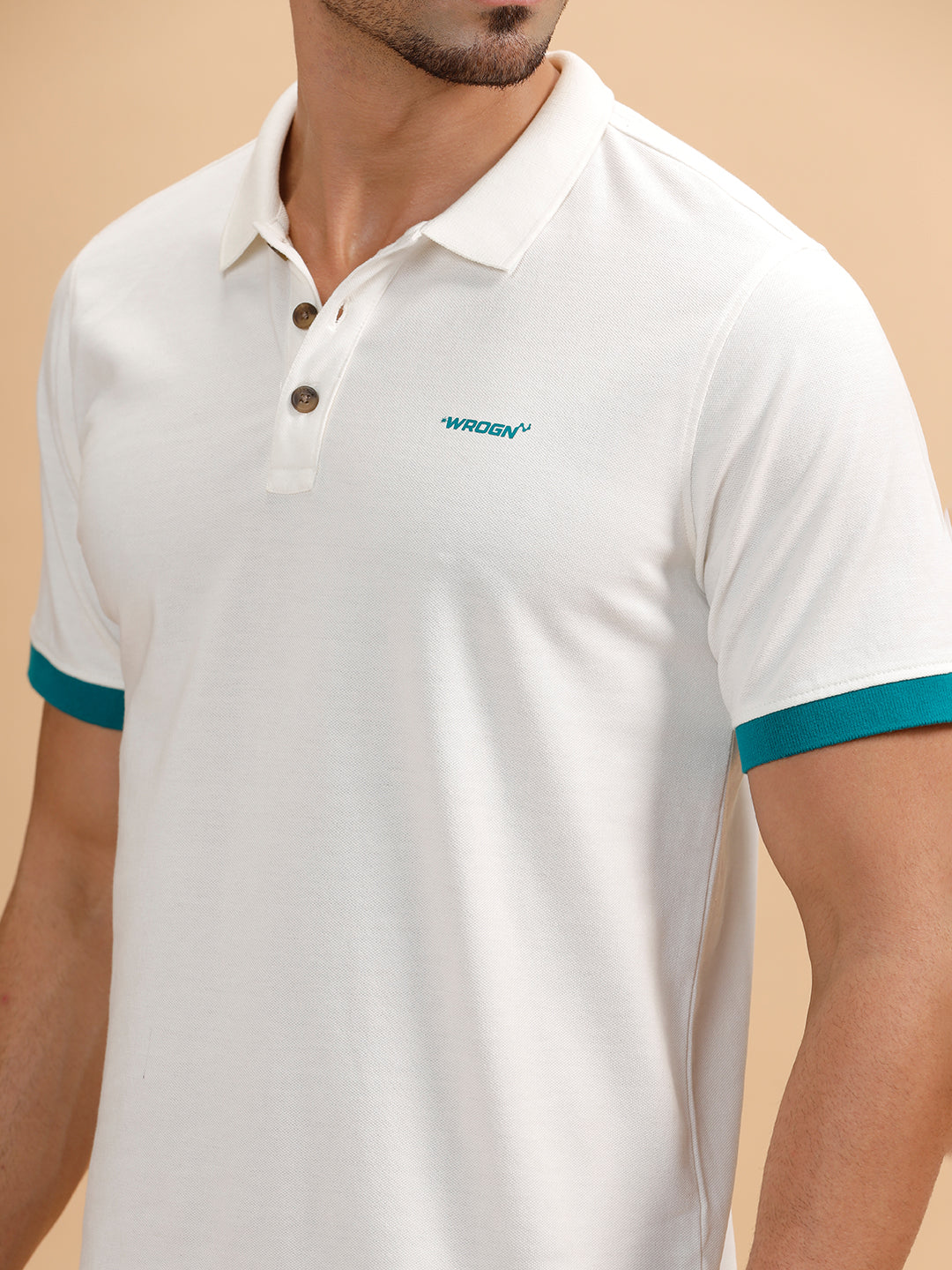 Contrast Details Regular Fit Polo T-Shirt | White