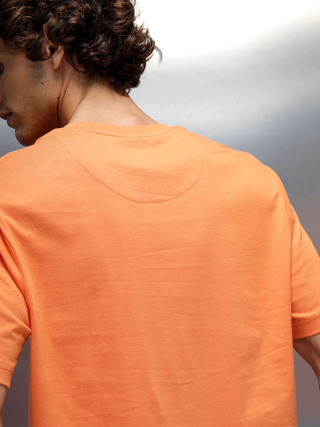 Wrogn Men's Regular Fit T-shirt with Chest Graphic | Orange