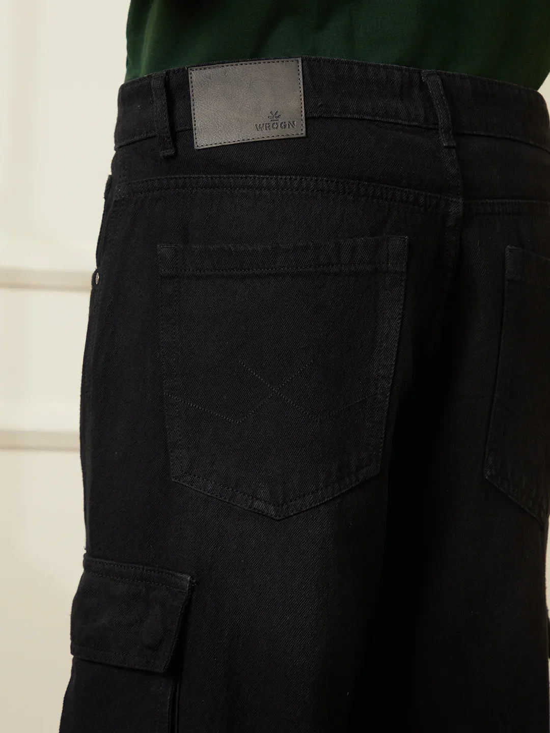 Casual Loose Fit Denim Cargo | Black
