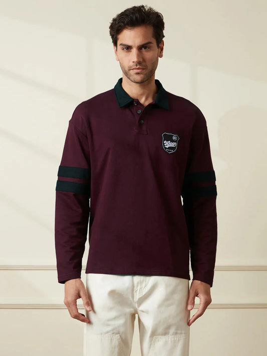 Heavy GSM Varsity Polo T-Shirt | Maroon