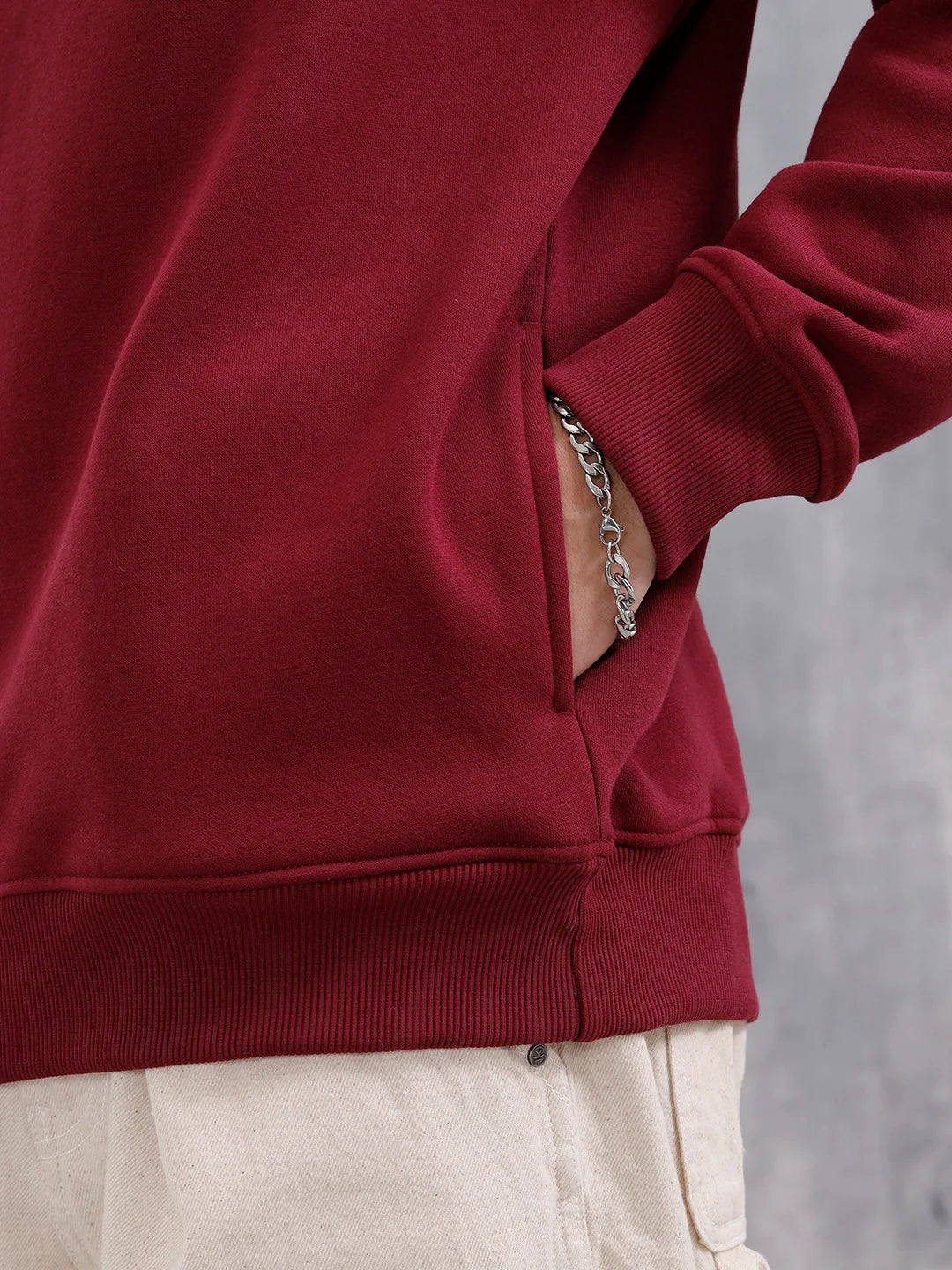 Wrogn Graphic Printed Comfort Fit Sweatshirt | Maroon