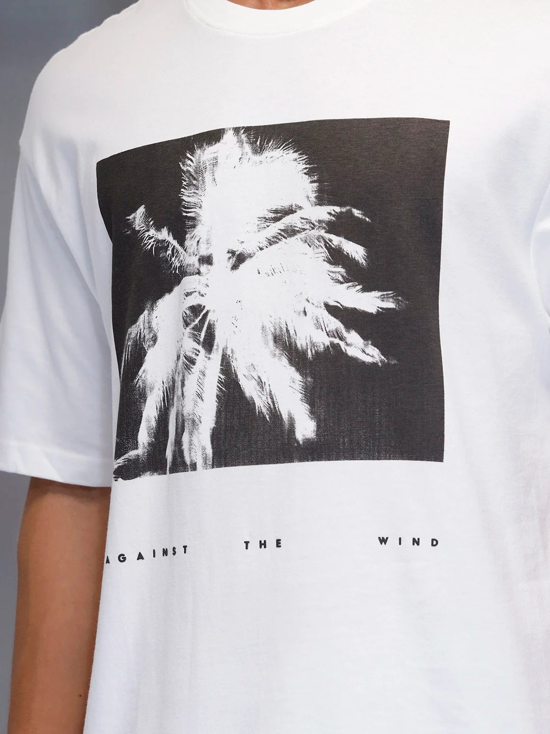 Men's casual graphic print oversize t-shirt | White