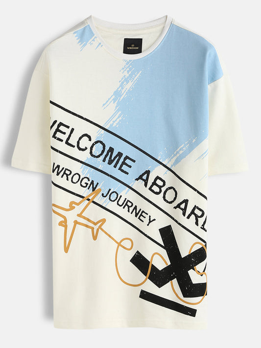 Panel Printed Oversized Fit T-Shirt | White
