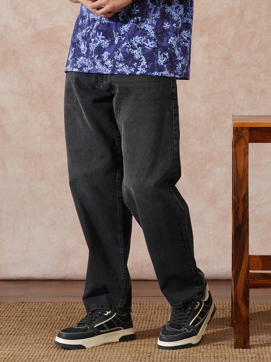 Casual Heavy Fade Loose Fit Jeans | Dark Grey