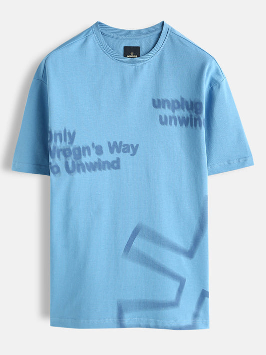 Blurred Placement Print Oversized T-Shirt | Blue