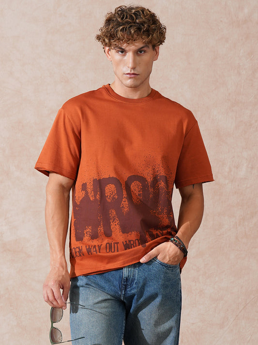 Heavy GSM Distressed Oversized Fit T-Shirt | Orange
