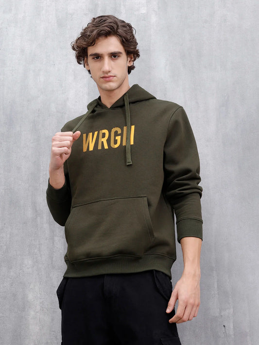 Wrogn Oversized Graphic Hoodie For Men | Olive