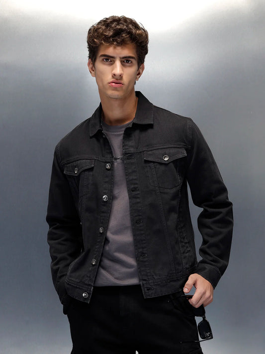 Wrogn Men’s Washed Denim Jacket  |  Dark Stone