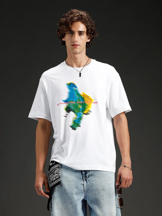 Wrogn Chest Printed Regular Fit T-shirt | White