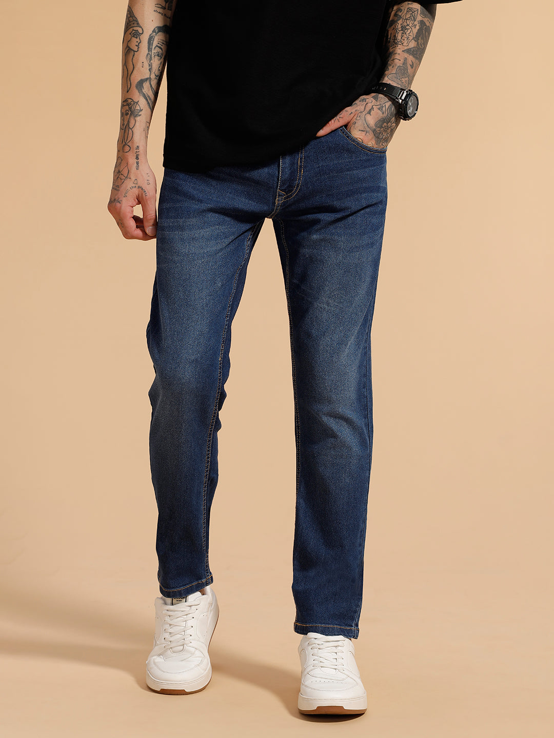 Casual Faded Slim Fit Jeans | Blue