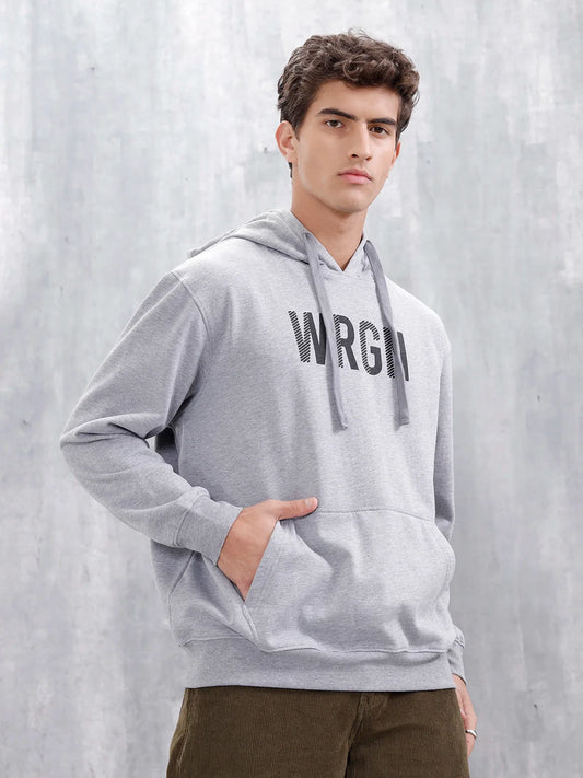 Wrogn Graphic Printed Oversized Fit Sweatshirt | Grey