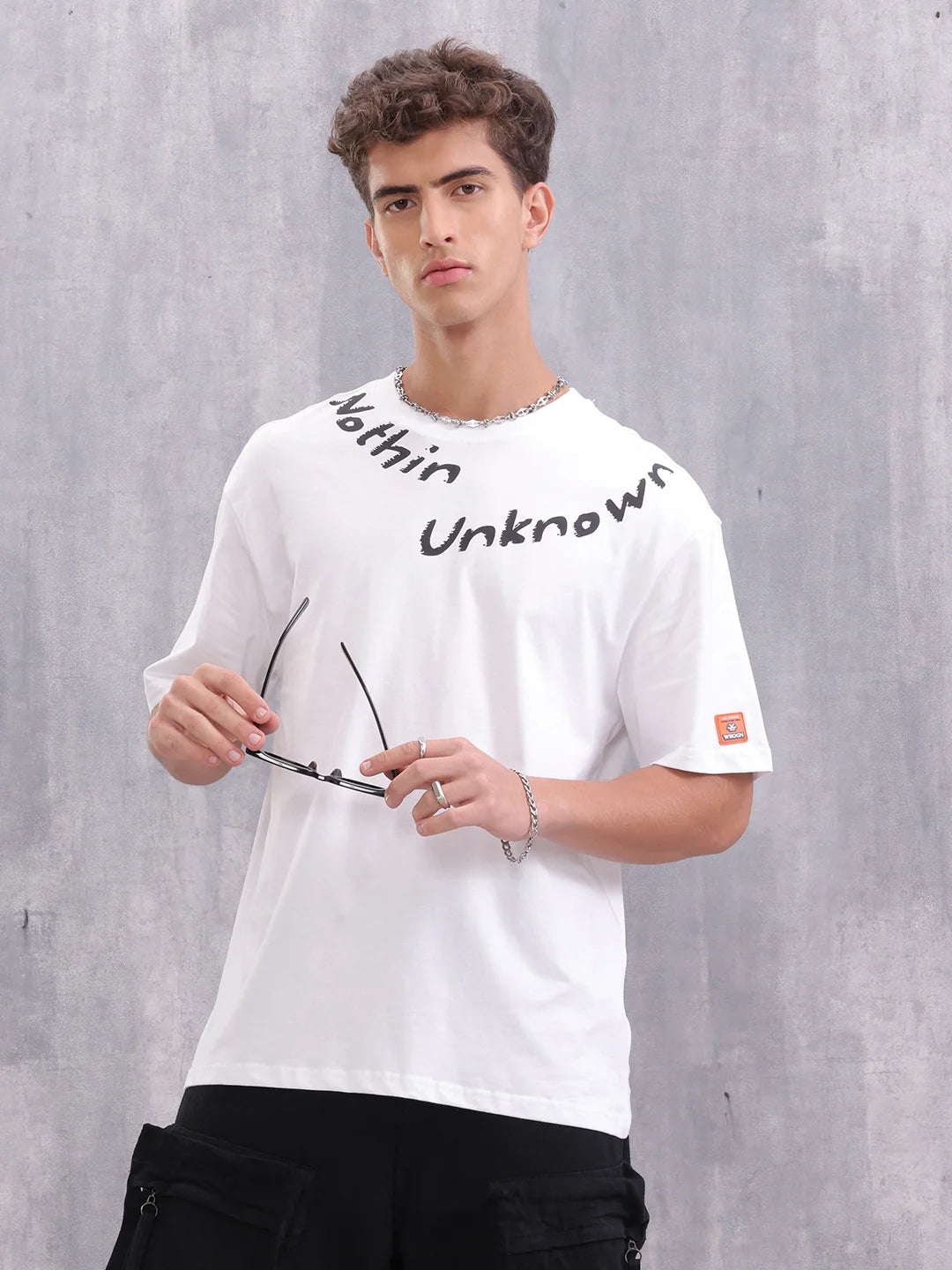 Graphic Printed Casual Look T-shirt With Branding | White