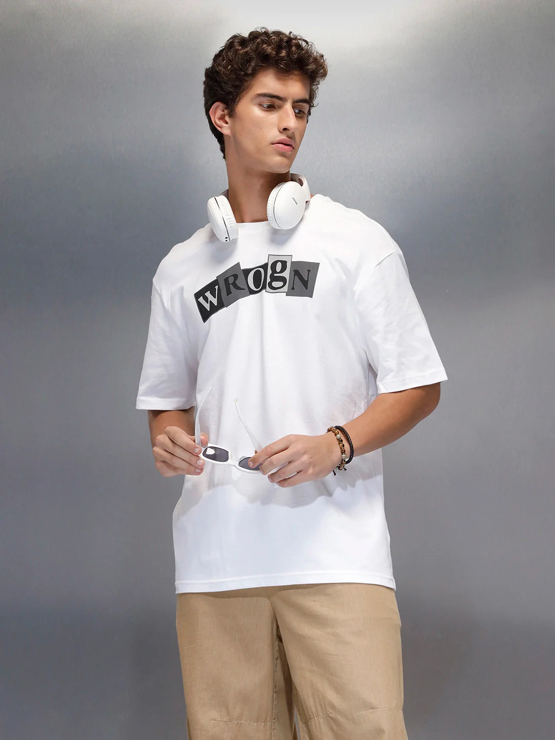 Men's casual oversize graphic t-shirt | White